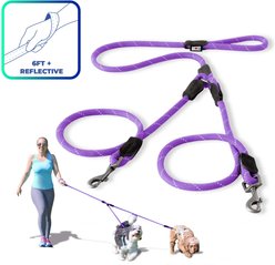Pawtitas 2 Dog Reflective Rope Dog Leash, Purple, Large