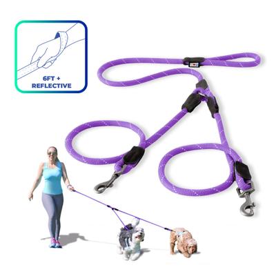Show full view: Pawtitas 2 Dog Reflective Rope Dog Leash, Purple, Large slide 1 of 8