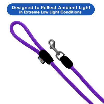 Show full view: Pawtitas 2 Dog Reflective Rope Dog Leash, Purple, Large slide 3 of 8