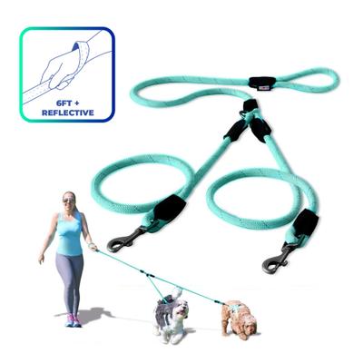 Show full view: Pawtitas 2 Dog Reflective Rope Dog Leash, Teal, Large slide 1 of 8