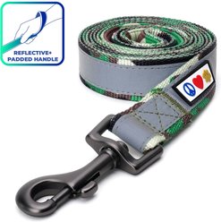Pawtitas Camouflage Nylon Reflective Padded Dog Leash, Green Camo, Medium/Large: 6-ft long, 1-in wide