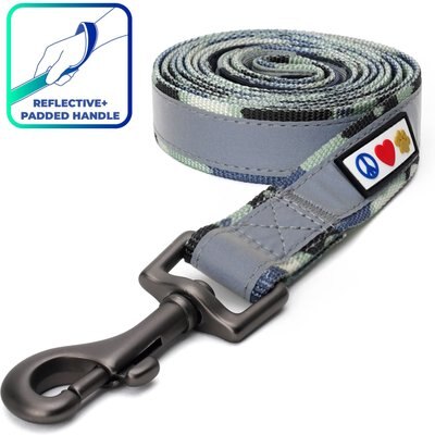 Pawtitas Pawtitas Nylon Reflective Padded Dog Leash, Camouflage Grey, Medium/Large: 6-ft long, 1-in wide
