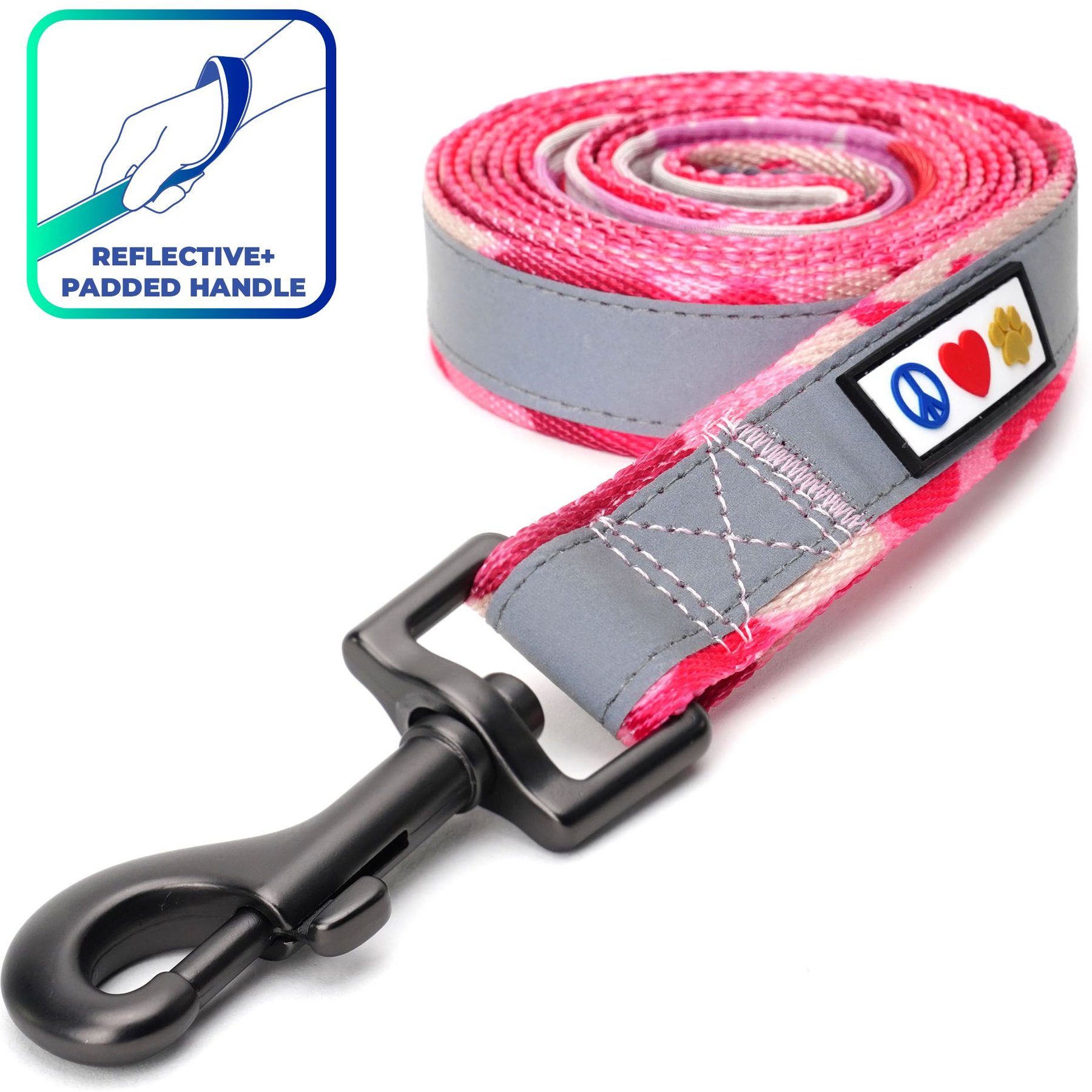 Pawtitas Nylon Reflective Padded Dog Leash, Camouflage Pink, X-Small/Small: 6-ft long, 5/8-in wide