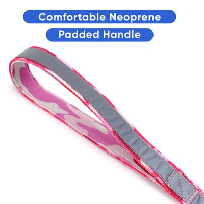 Show full view: Pawtitas Camouflage Nylon Reflective Padded Dog Leash, Pink Camo, X-Small/Small: 6-ft long, 5/8-in wide slide 4 of 11