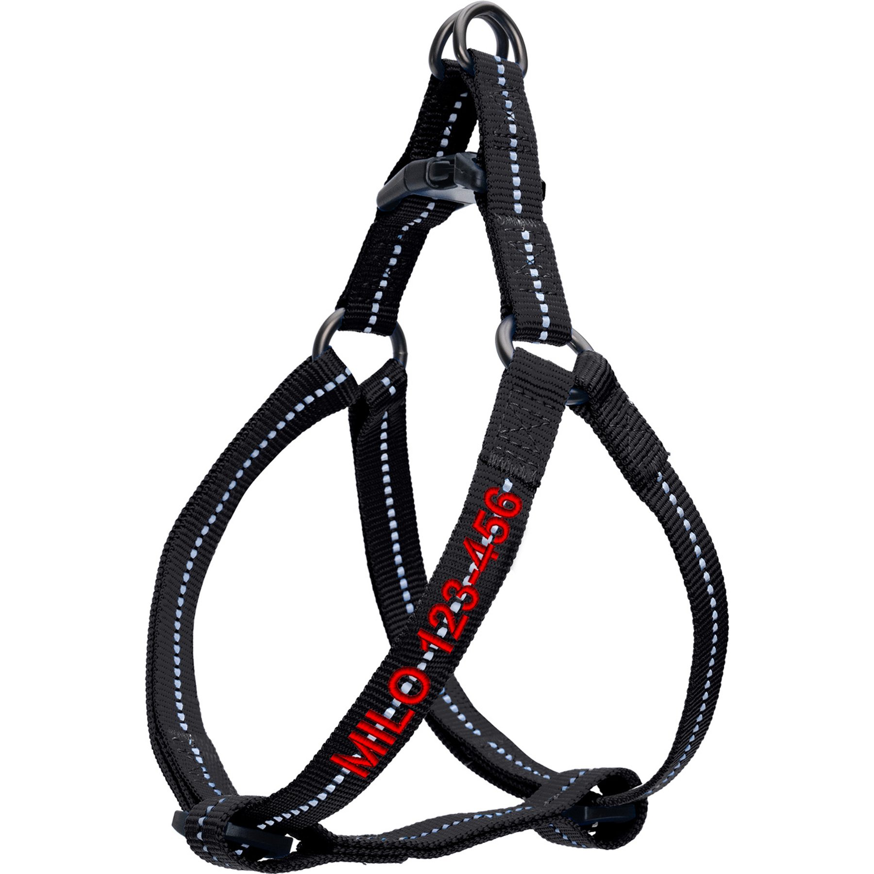Pawtitas Custom Personalized Recycled Basic Dog Harness, Black, Medium: 20 to 28-in chest