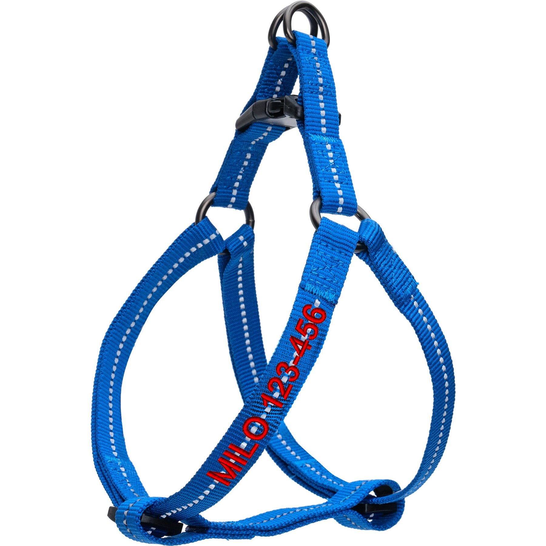 Pawtitas Custom Personalized Recycled Basic Dog Harness, Blue, Large: 24 to 33-in chest