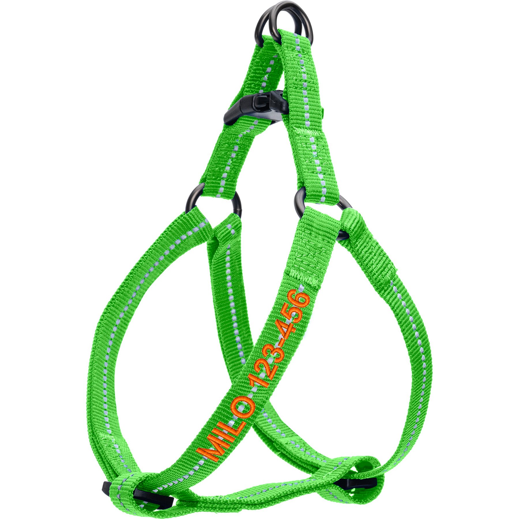 Pawtitas Custom Personalized Recycled Basic Dog Harness, Green, Large: 24 to 33-in chest