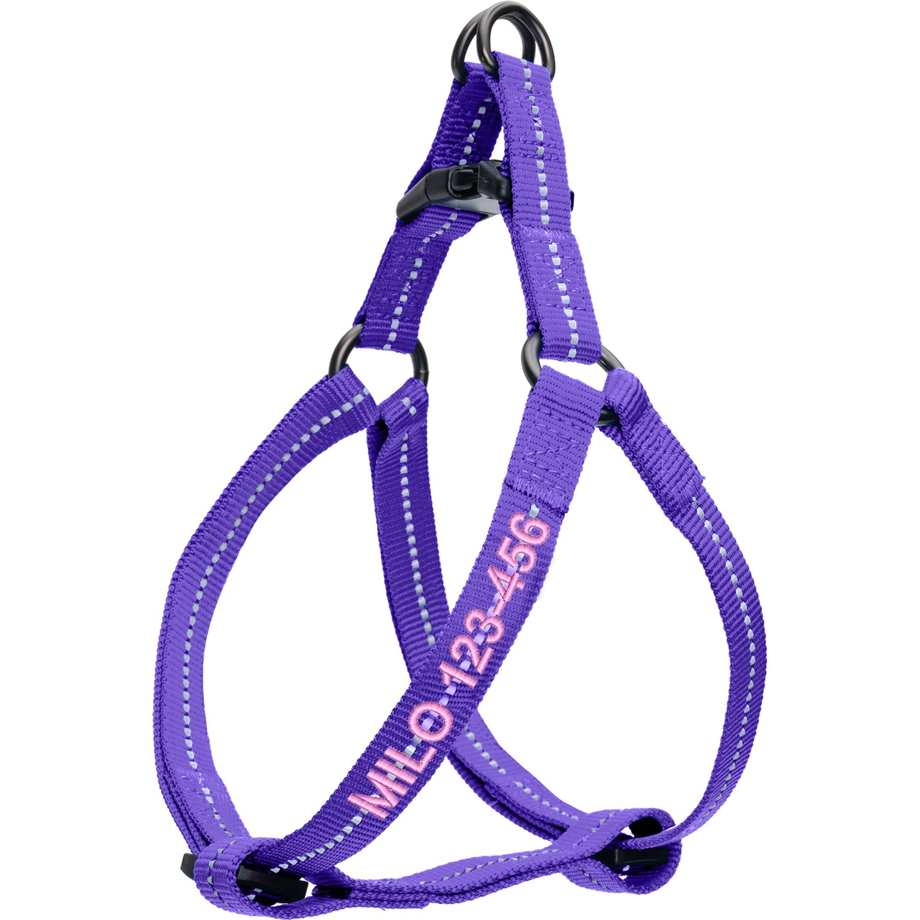 Pawtitas Custom Personalized Recycled Basic Dog Harness, Purple, X-Small: 11 to 15-in chest