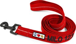 Pawtitas Custom Personalized Recycled Reflective Eco-Friendly Standard Dog Leash, Red, X-Small/Small: 6-ft long, 5/8-in wide