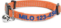 Pawtitas Custom Personalized Reflective Breakaway Cat Collar, 7 to 11-in neck, 3/8-in wide, Orange slide 1 of 7