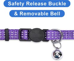 Pawtitas Custom Personalized Reflective Breakaway Cat Collar, 7 to 11-in neck, 3/8-in wide, Purple slide 2 of 7