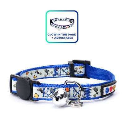 Show full view: Pawtitas Glow in the Dark Nylon Breakaway Cat Collar with Bell, Blue, 7 to 11-in neck, 3/8-in wide slide 1 of 10