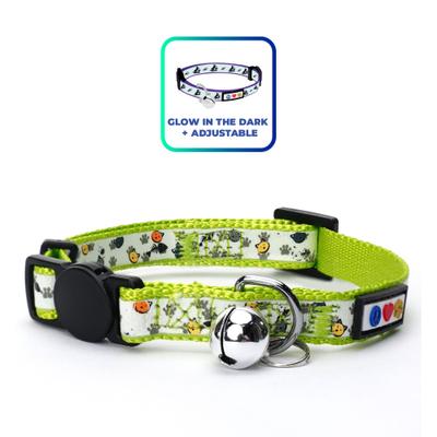 Show full view: Pawtitas Glow in the Dark Nylon Breakaway Cat Collar with Bell, Green, 7 to 11-in neck, 3/8-in wide slide 1 of 11