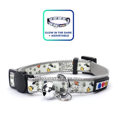 Show full view: Pawtitas Glow in the Dark Nylon Breakaway Cat Collar with Bell, Grey, 7 to 11-in neck, 3/8-in wide slide 1 of 10