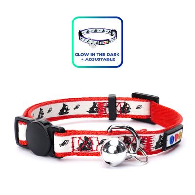 Show full view: Pawtitas Glow in the Dark Nylon Breakaway Cat Collar with Bell, Red, 7 to 11-in neck, 3/8-in wide slide 1 of 10