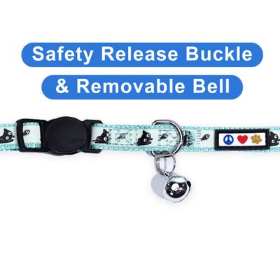 Show full view: Pawtitas Glow in the Dark Nylon Breakaway Cat Collar with Bell, Teal, 7 to 11-in neck, 3/8-in wide slide 5 of 11