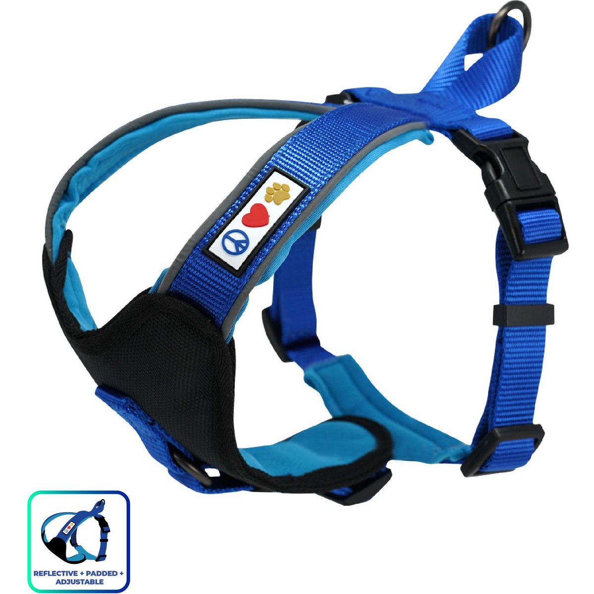 Pawtitas Nylon Reflective Back Clip Dog Harness, Blue, X-Small: 14 to 17-in chest