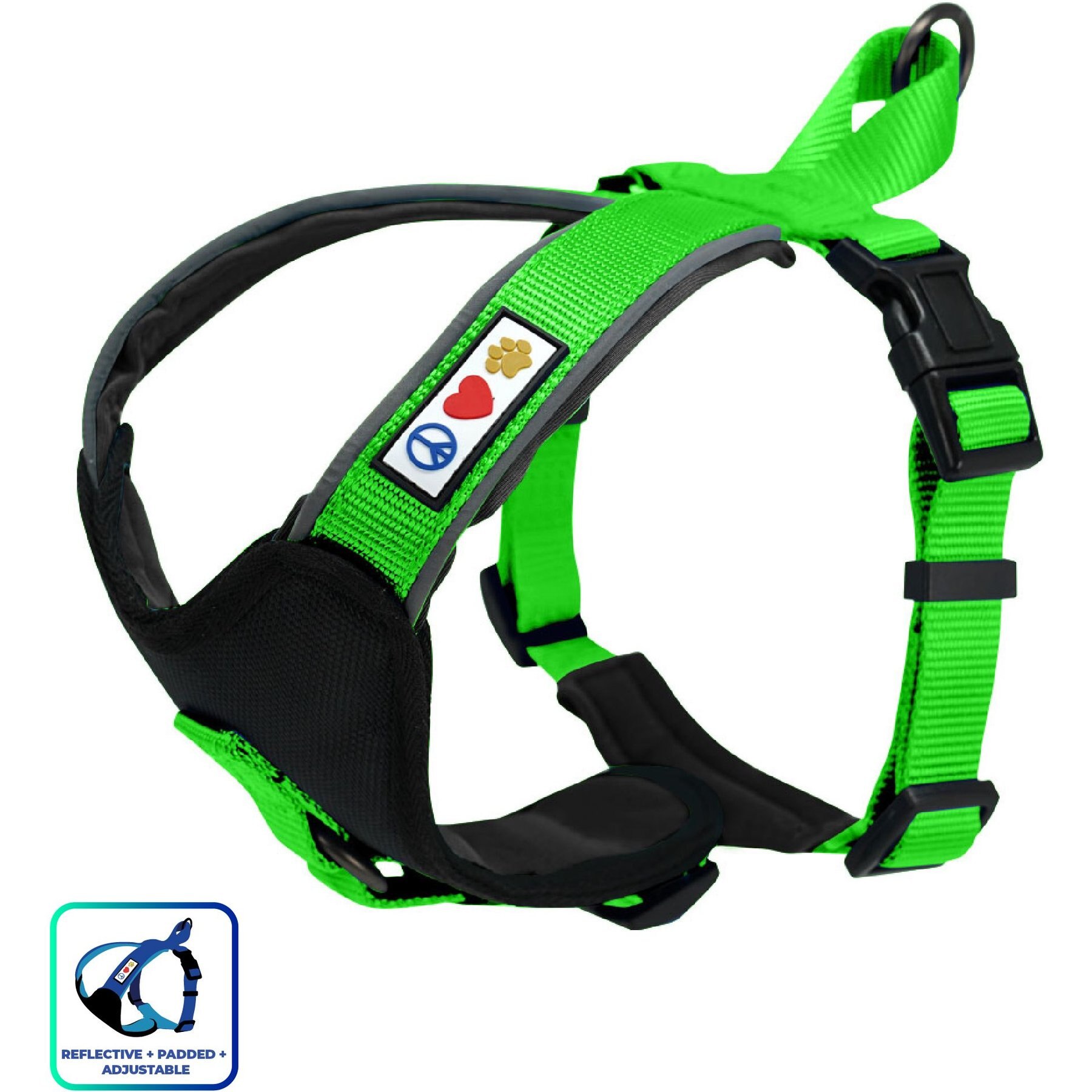 Pawtitas Nylon Reflective Back Clip Dog Harness, Green, X-Small: 14 to 17-in chest