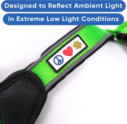 Show full view: Pawtitas Nylon Reflective Back Clip Dog Harness, Green, X-Small: 14 to 18-in chest slide 4 of 13