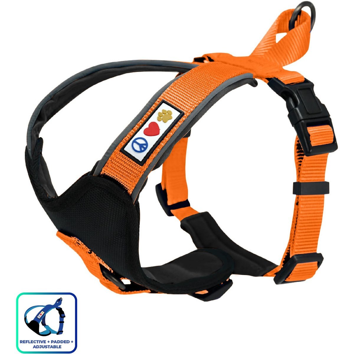 Pawtitas Nylon Reflective Back Clip Dog Harness, Orange, Large/X-Large: 27 to 33-in chest