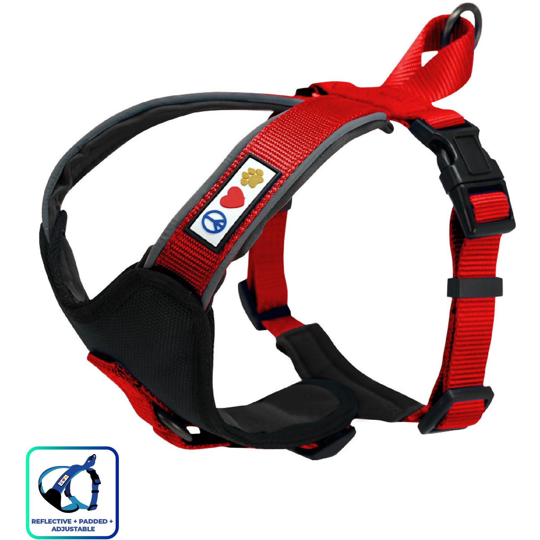Pawtitas Nylon Reflective Back Clip Dog Harness, Red, Small: 16 to 20-in chest