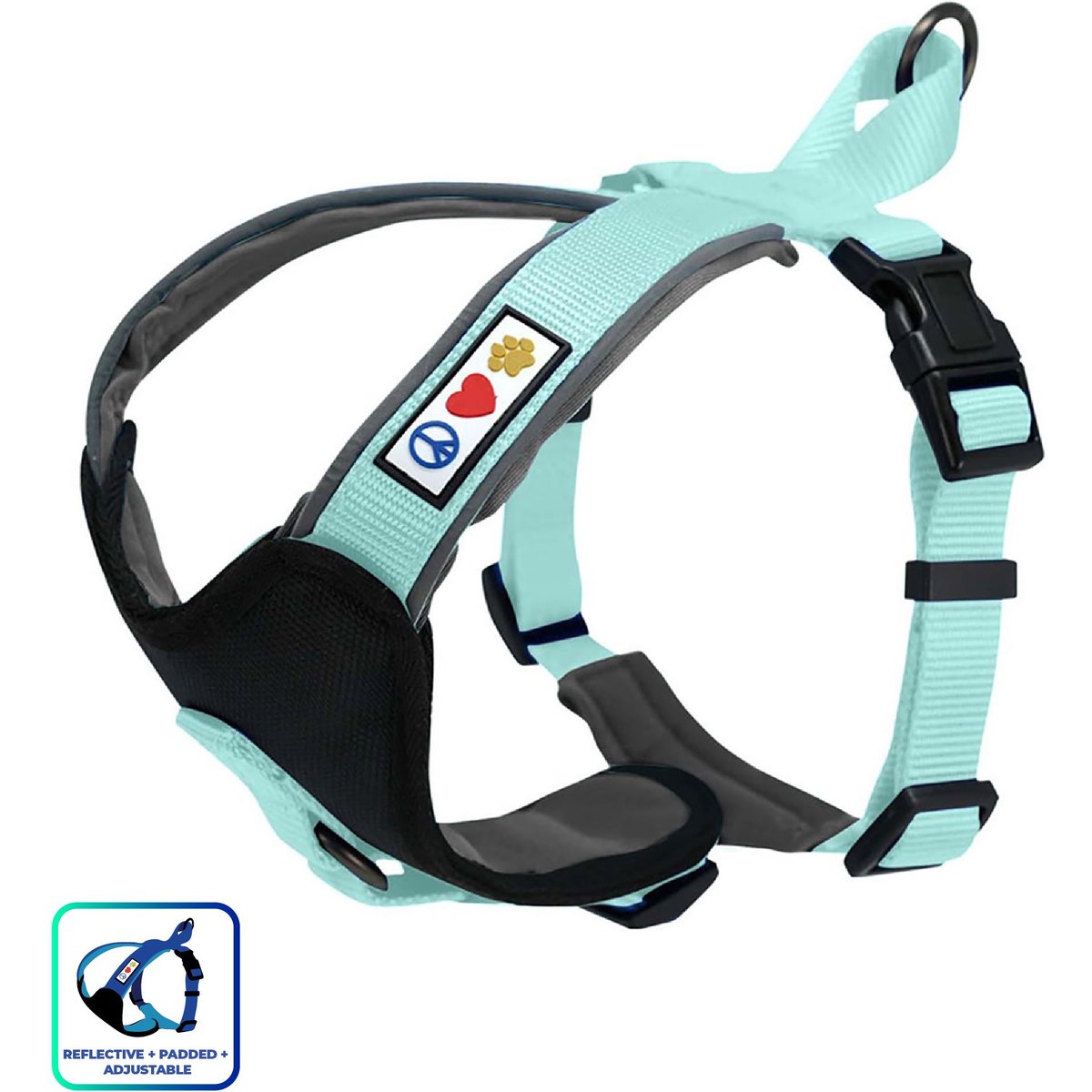 Pawtitas Nylon Reflective Back Clip Dog Harness, Teal, X-Small: 14 to 17-in chest
