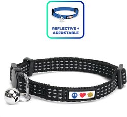 Pawtitas Nylon Reflective Breakaway Cat Collar with Bell, Black, 7 to 11-in neck, 3/8-in wide slide 1 of 8