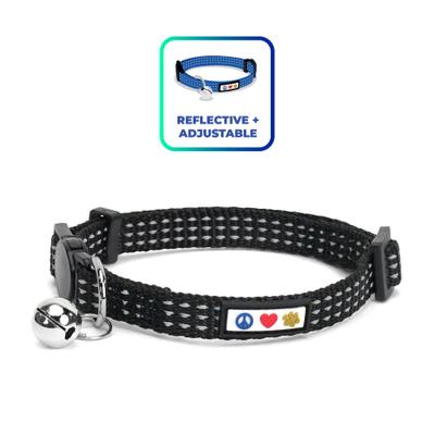 Show full view: Pawtitas Nylon Reflective Breakaway Cat Collar with Bell, Black, 7 to 11-in neck, 3/8-in wide slide 1 of 11