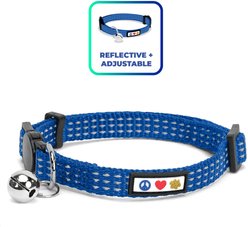 Pawtitas Nylon Reflective Breakaway Cat Collar with Bell, Blue, 7 to 11-in neck, 3/8-in wide
