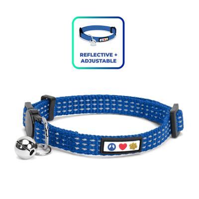 Show full view: Pawtitas Nylon Reflective Breakaway Cat Collar with Bell, Blue, 7 to 11-in neck, 3/8-in wide slide 1 of 10