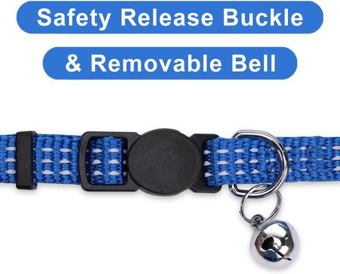 Show full view: Pawtitas Nylon Reflective Breakaway Cat Collar with Bell, Blue, 7 to 11-in neck, 3/8-in wide slide 6 of 10