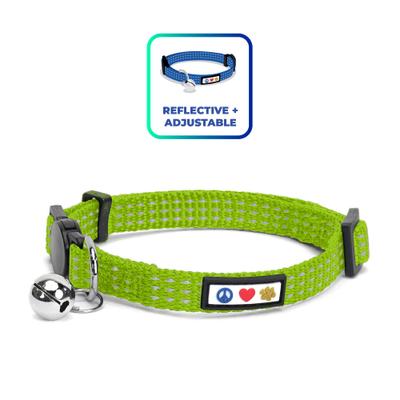 Show full view: Pawtitas Nylon Reflective Breakaway Cat Collar with Bell, Green, 7 to 11-in neck, 3/8-in wide slide 1 of 10
