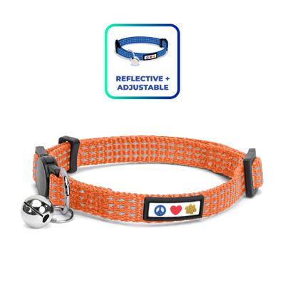 Show full view: Pawtitas Nylon Reflective Breakaway Cat Collar with Bell, Orange, 7 to 11-in neck, 3/8-in wide slide 1 of 10
