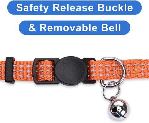 Show full view: Pawtitas Nylon Reflective Breakaway Cat Collar with Bell, Orange, 7 to 11-in neck, 3/8-in wide slide 6 of 10