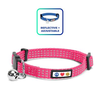 Show full view: Pawtitas Nylon Reflective Breakaway Cat Collar with Bell, Pink, 7 to 11-in neck, 3/8-in wide slide 1 of 11