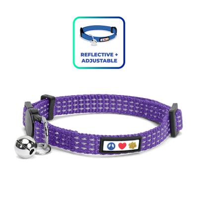 Show full view: Pawtitas Nylon Reflective Breakaway Cat Collar with Bell, Purple, 7 to 11-in neck, 3/8-in wide slide 1 of 10