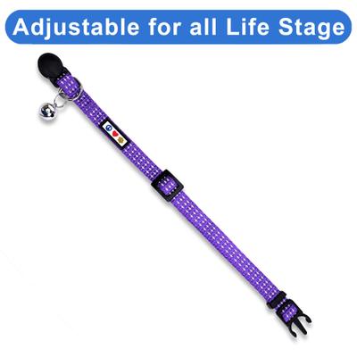 Show full view: Pawtitas Nylon Reflective Breakaway Cat Collar with Bell, Purple, 7 to 11-in neck, 3/8-in wide slide 5 of 10