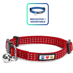 Pawtitas Nylon Reflective Breakaway Cat Collar with Bell, Red, 7 to 11-in neck, 3/8-in wide