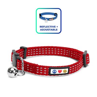 Show full view: Pawtitas Nylon Reflective Breakaway Cat Collar with Bell, Red, 7 to 11-in neck, 3/8-in wide slide 1 of 10