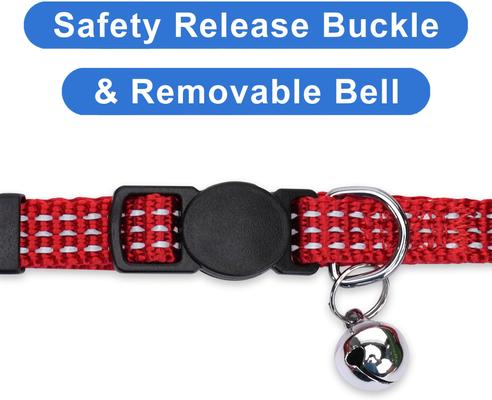 Show full view: Pawtitas Nylon Reflective Breakaway Cat Collar with Bell, Red, 7 to 11-in neck, 3/8-in wide slide 6 of 10