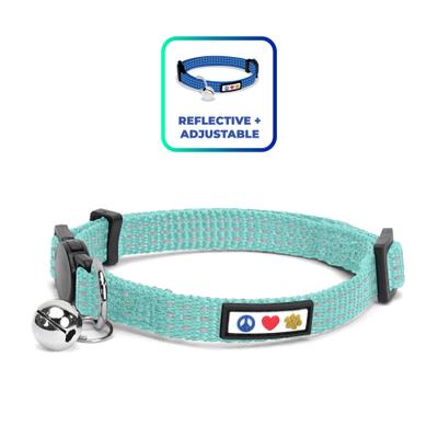 Show full view: Pawtitas Nylon Reflective Breakaway Cat Collar with Bell, Teal, 7 to 11-in neck, 3/8-in wide slide 1 of 10