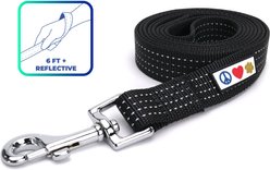Pawtitas Nylon Reflective Dog Leash, Black, Medium/Large: 6-ft long, 1-in wide