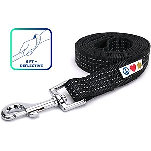 Pawtitas Nylon Reflective Dog Leash, Black, Medium/Large: 6-ft long, 1-in wide