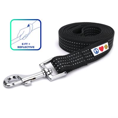 Show full view: Pawtitas Nylon Reflective Dog Leash, Black, Medium/Large: 6-ft long, 1-in wide slide 1 of 10