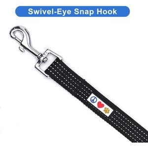 Pawtitas Nylon Reflective Dog Leash, Black, X-Small/Small: 6-ft long, 5/8-in wide