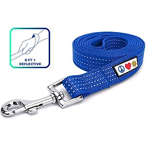 Pawtitas Nylon Reflective Dog Leash, Blue, Medium/Large: 6-ft long, 1-in wide