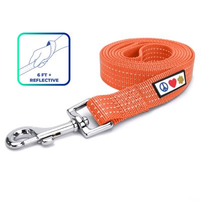 Show full view: Pawtitas Nylon Reflective Dog Leash, Orange, Medium/Large: 6-ft long, 1-in wide slide 1 of 10