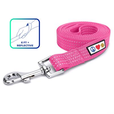 Show full view: Pawtitas Nylon Reflective Dog Leash, Pink, Medium/Large: 6-ft long, 1-in wide slide 1 of 9