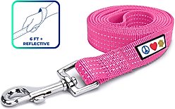Pawtitas Nylon Reflective Dog Leash, Pink, X-Small/Small: 6-ft long, 5/8-in wide