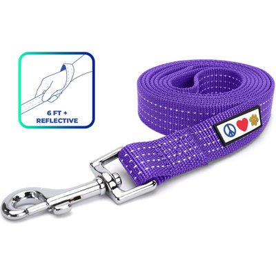 Pawtitas Pawtitas Nylon Reflective Dog Leash, Purple, Medium/Large: 6-ft long, 1-in wide